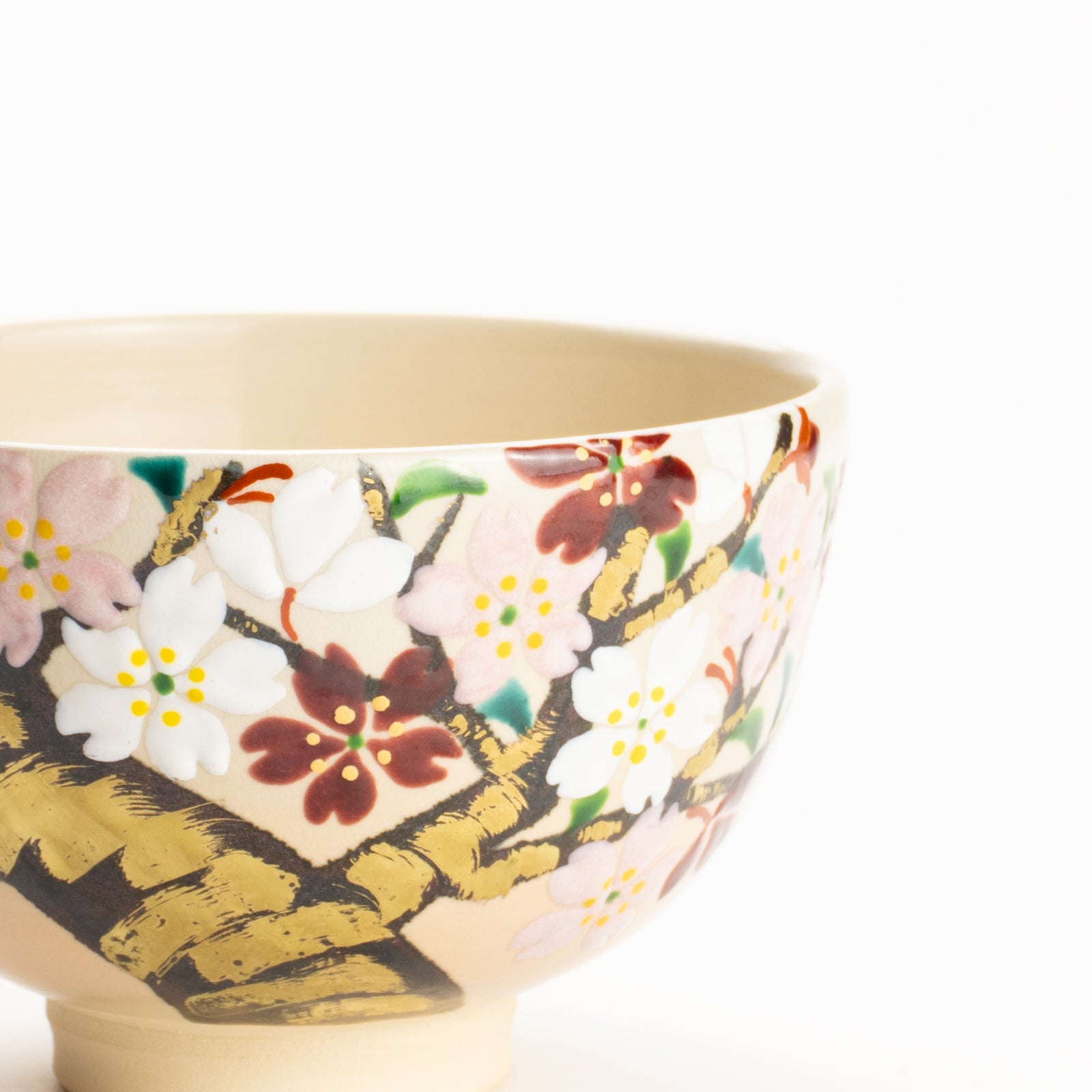 K01147【京焼 清水焼 花山水紀 絵付】桜 花 絵付 蒸茶碗 二客 蓋物 蓋