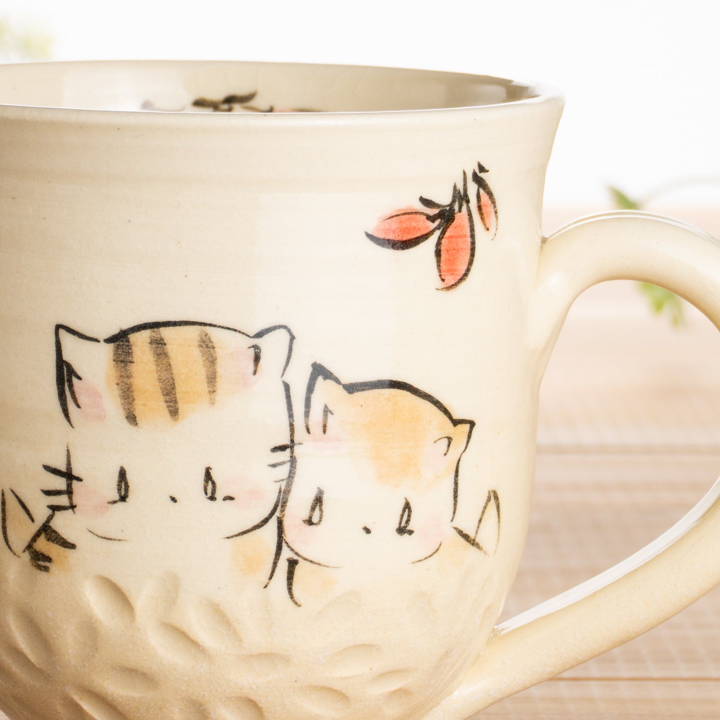 マグカップ　仲良し猫G　工房咲楽 - Handcrafted Japanese pottery from Kyoto - Kyo ware / Kiyomizu ware.