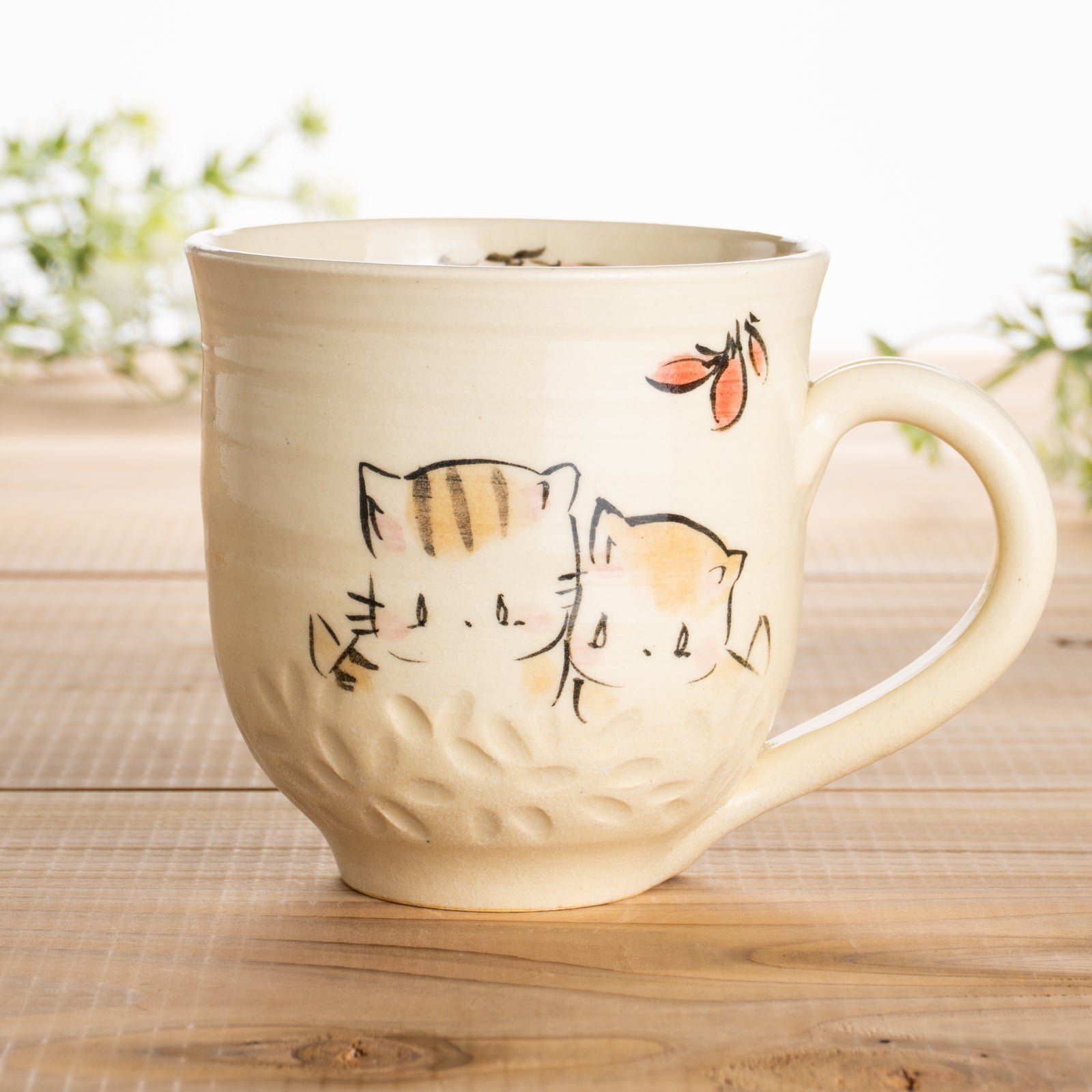 マグカップ　仲良し猫G　工房咲楽 - Handcrafted Japanese pottery from Kyoto - Kyo ware / Kiyomizu ware.
