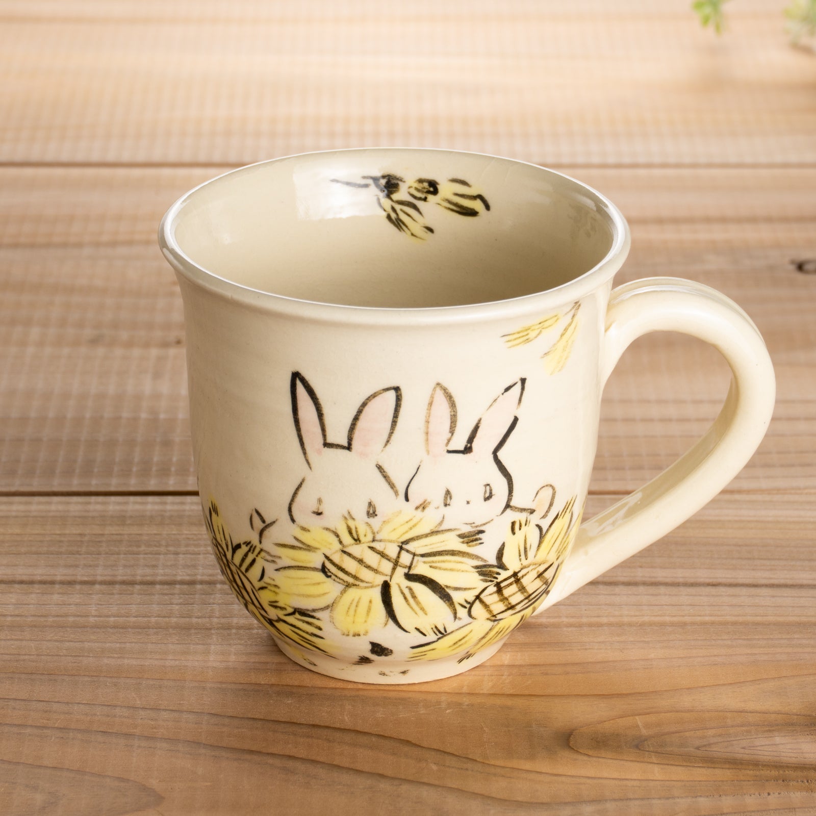 マグカップ　仲良しウサギH　工房咲楽 - Handcrafted Japanese pottery from Kyoto - Kyo ware / Kiyomizu ware.
