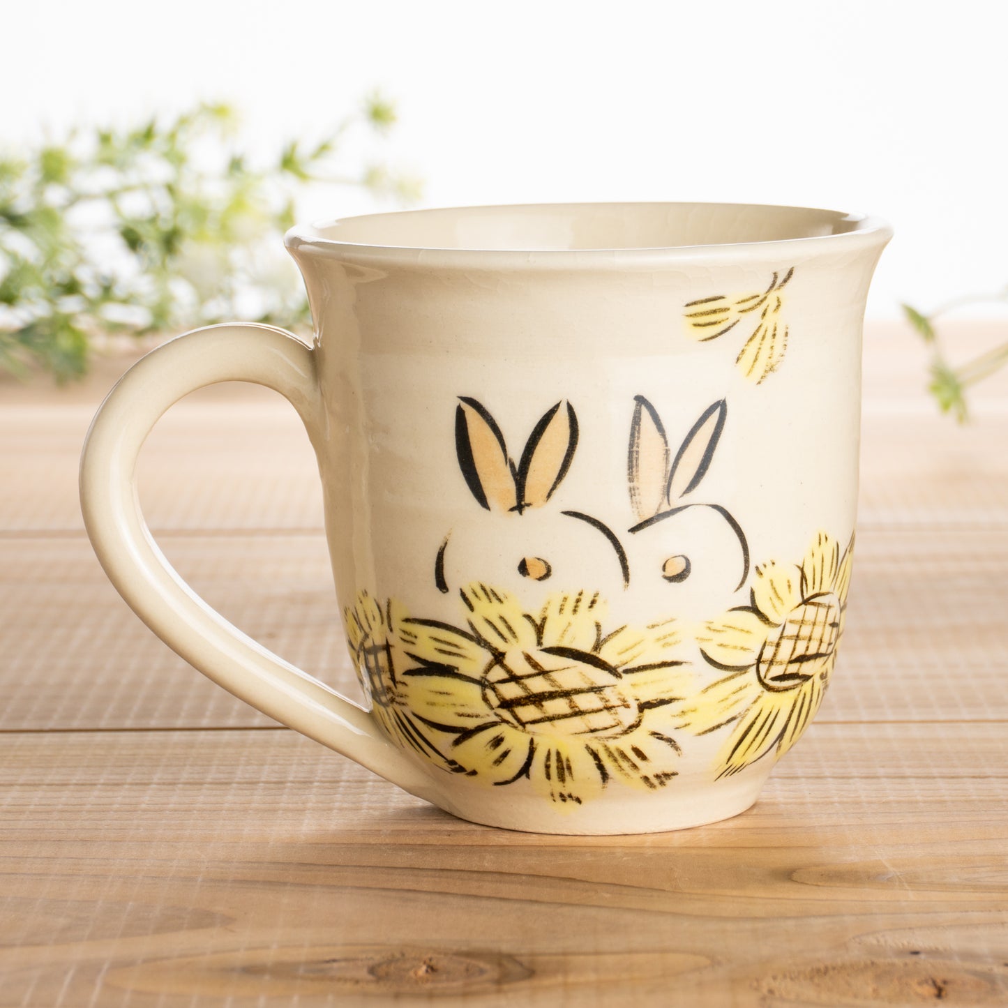 マグカップ　仲良しウサギH　工房咲楽 - Handcrafted Japanese pottery from Kyoto - Kyo ware / Kiyomizu ware.