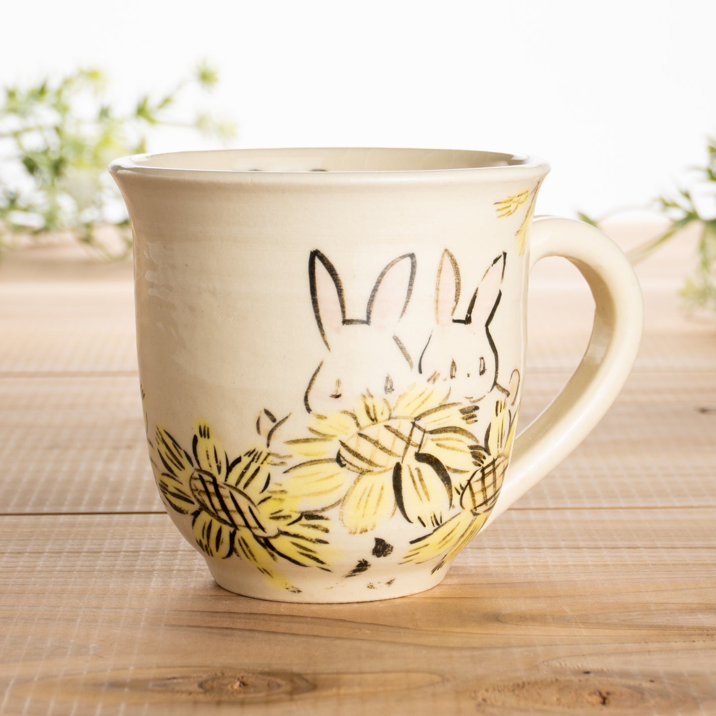 マグカップ　仲良しウサギH　工房咲楽 - Handcrafted Japanese pottery from Kyoto - Kyo ware / Kiyomizu ware.