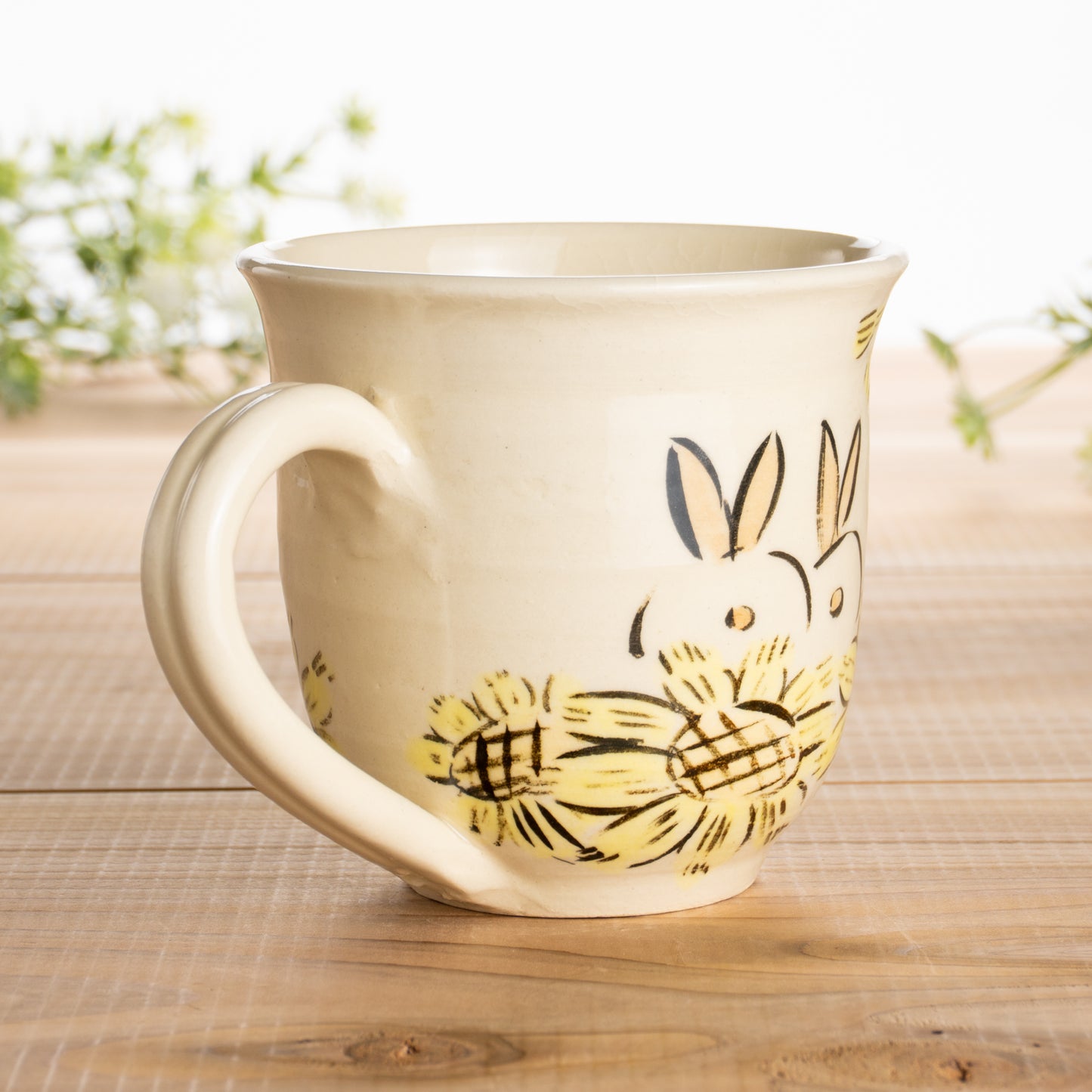 マグカップ　仲良しウサギH　工房咲楽 - Handcrafted Japanese pottery from Kyoto - Kyo ware / Kiyomizu ware.