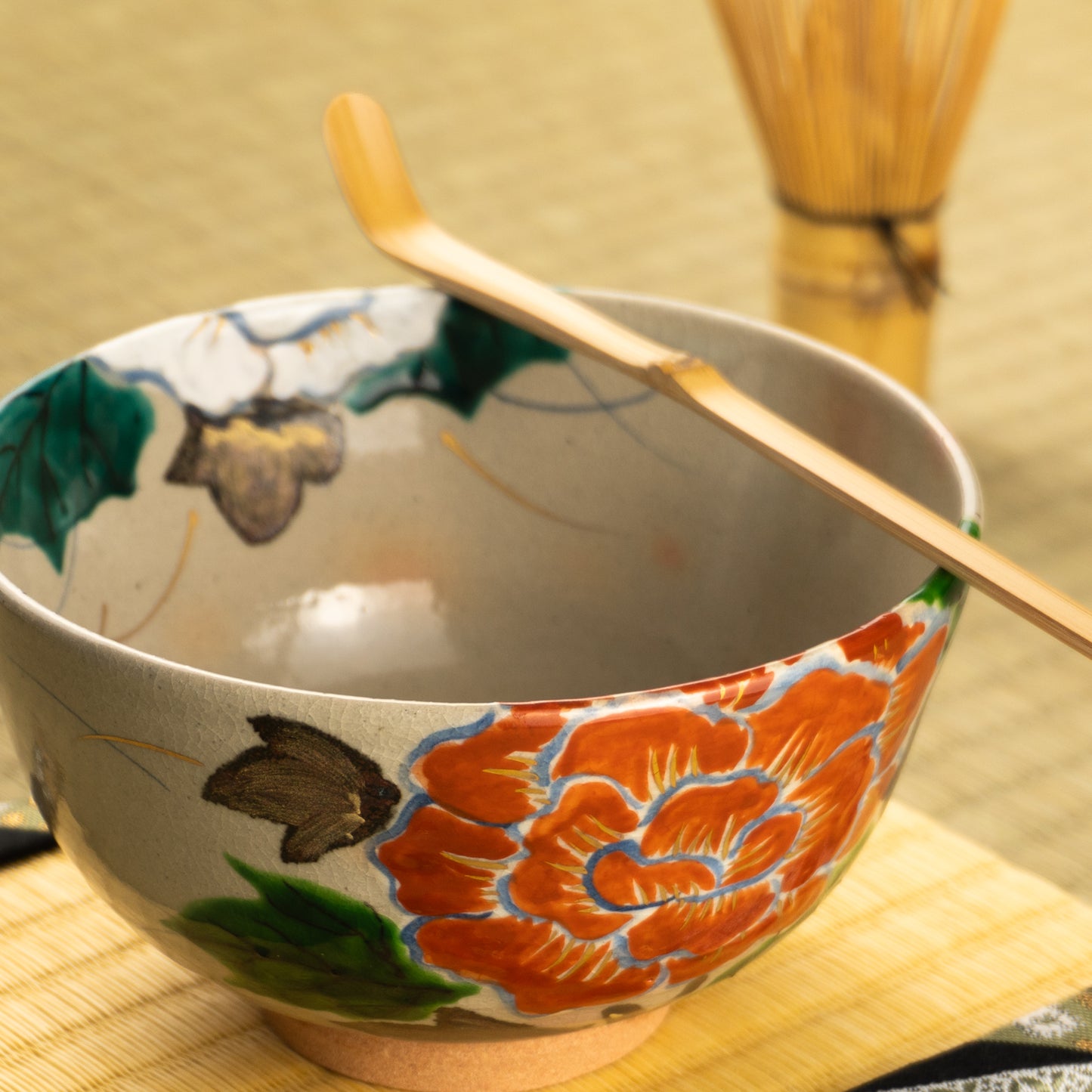 抹茶碗　乾山牡丹　花光山窯 KOTOPOTTER