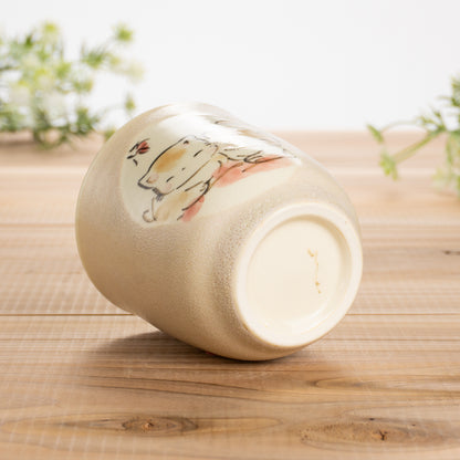 湯呑(小)　仲良し猫F　工房咲楽 - Handcrafted Japanese pottery from Kyoto - Kyo ware / Kiyomizu ware.
