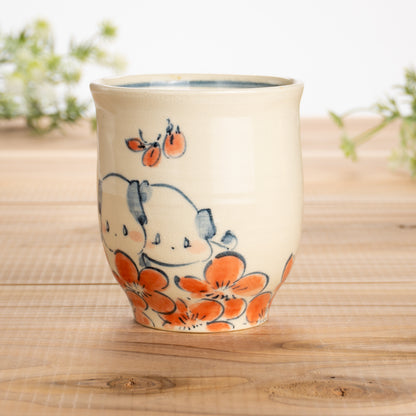 湯呑(小)　仲良し犬J　工房咲楽 - Handcrafted Japanese pottery from Kyoto - Kyo ware / Kiyomizu ware.