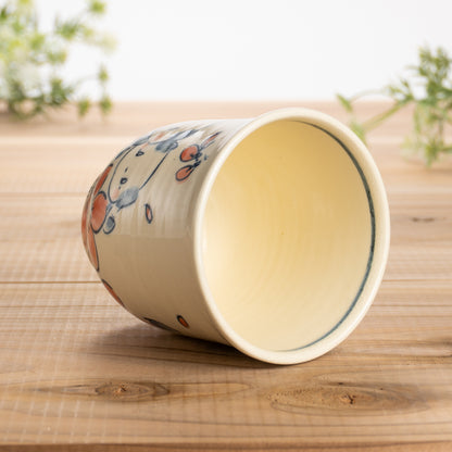 湯呑(小)　仲良し犬E　工房咲楽 - Handcrafted Japanese pottery from Kyoto - Kyo ware / Kiyomizu ware.