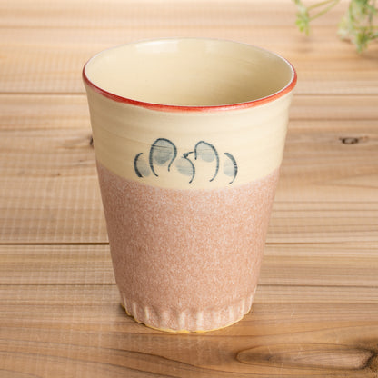 タンブラー　仲良し犬A　工房咲楽 - Handcrafted Japanese pottery from Kyoto - Kyo ware / Kiyomizu ware.