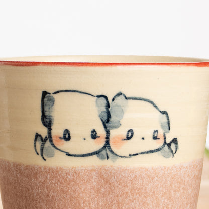 タンブラー　仲良し犬A　工房咲楽 - Handcrafted Japanese pottery from Kyoto - Kyo ware / Kiyomizu ware.