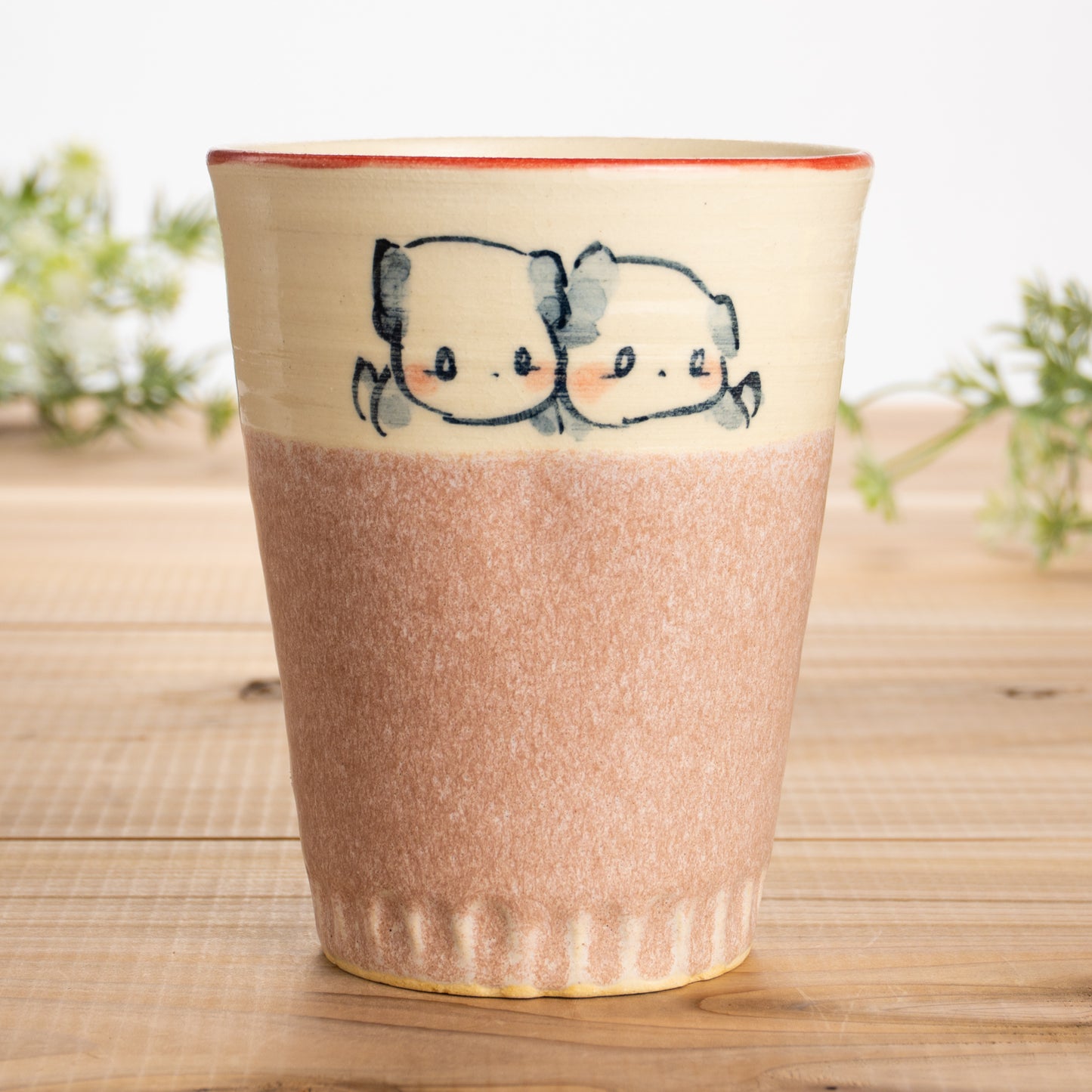 タンブラー　仲良し犬A　工房咲楽 - Handcrafted Japanese pottery from Kyoto - Kyo ware / Kiyomizu ware.