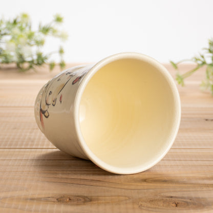 フリーカップ　仲良し猫D　工房咲楽 - Handcrafted Japanese pottery from Kyoto - Kyo ware / Kiyomizu ware.