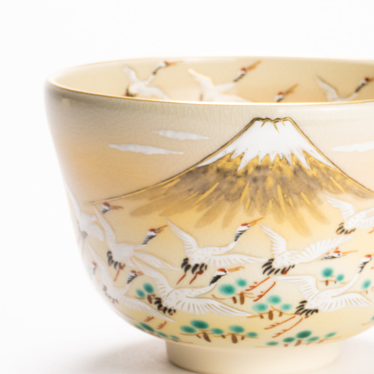 抹茶碗　富士に郡鶴　陶楽 KOTOPOTTER