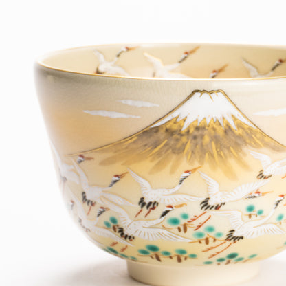 抹茶碗　富士に郡鶴　陶楽 KOTOPOTTER