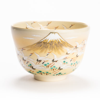抹茶碗　富士に郡鶴　陶楽 KOTOPOTTER