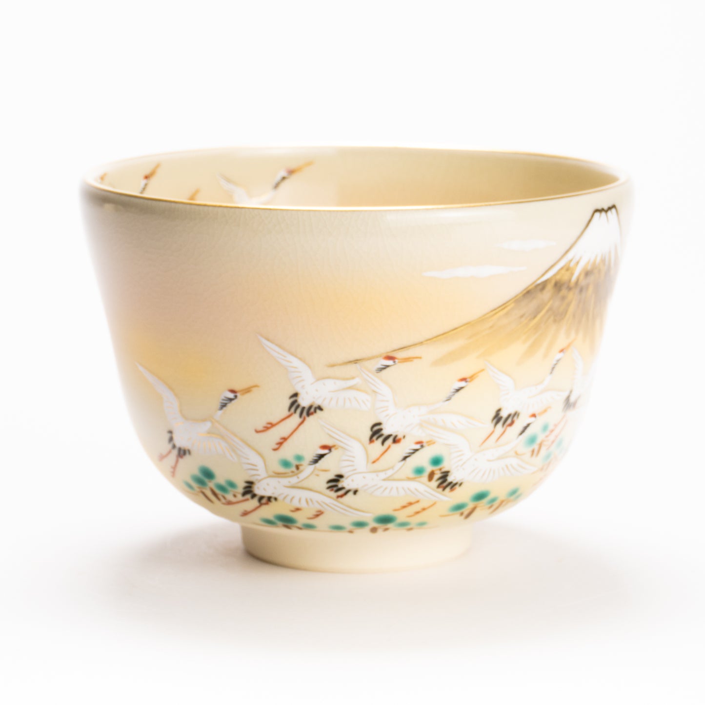 抹茶碗　富士に郡鶴　陶楽 KOTOPOTTER