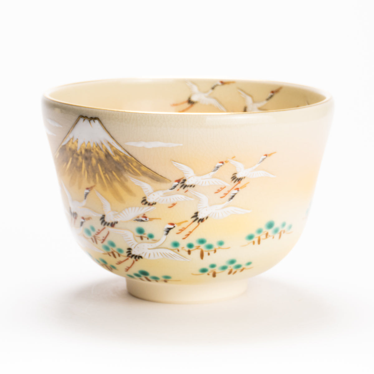 抹茶碗　富士に郡鶴　陶楽 KOTOPOTTER