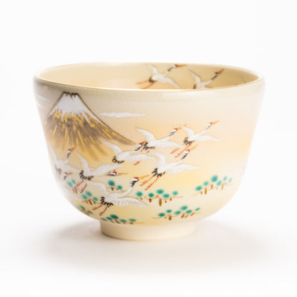 抹茶碗　富士に郡鶴　陶楽 KOTOPOTTER