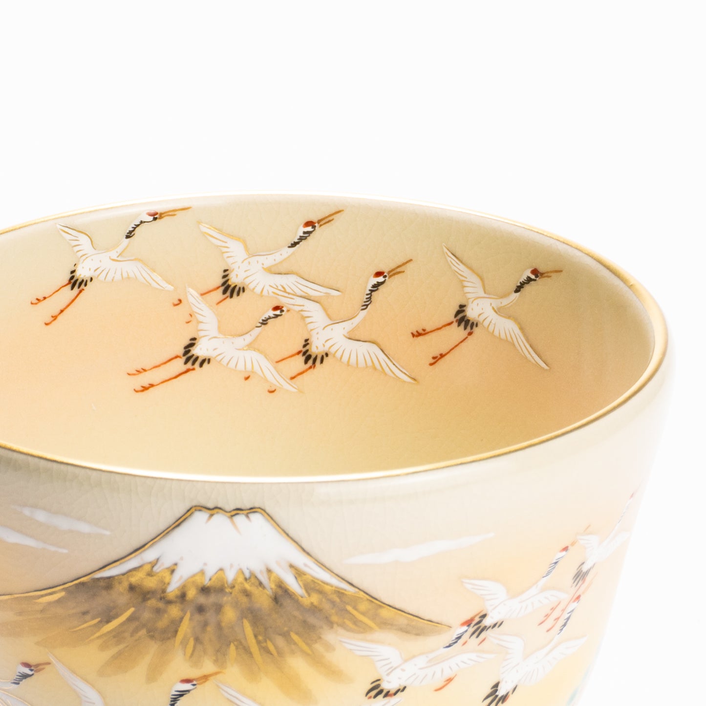 抹茶碗　富士に郡鶴　陶楽 KOTOPOTTER