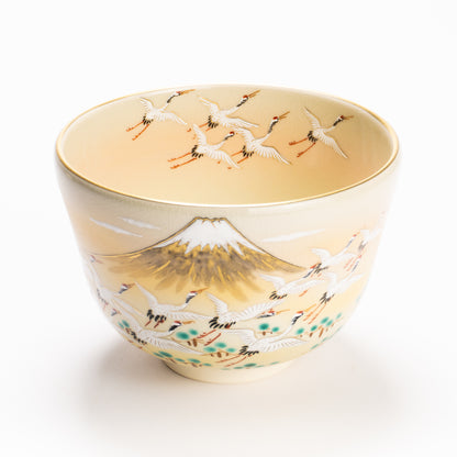 抹茶碗　富士に郡鶴　陶楽 KOTOPOTTER