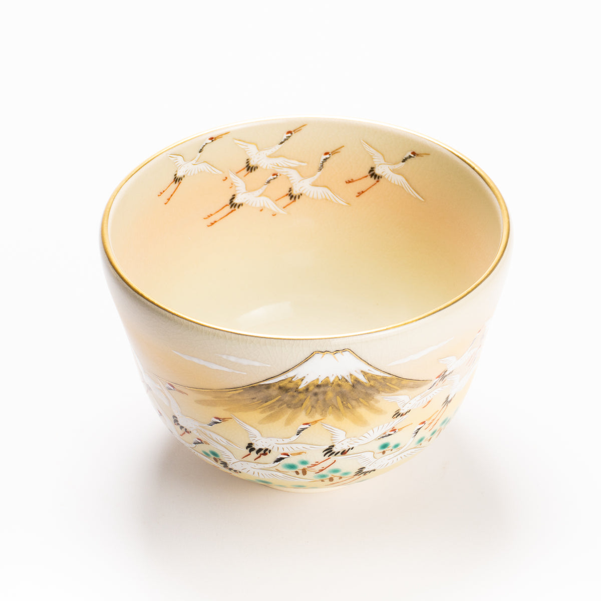 抹茶碗　富士に郡鶴　陶楽 KOTOPOTTER