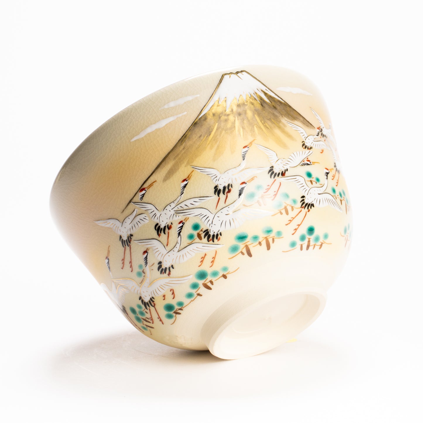抹茶碗　富士に郡鶴　陶楽 KOTOPOTTER