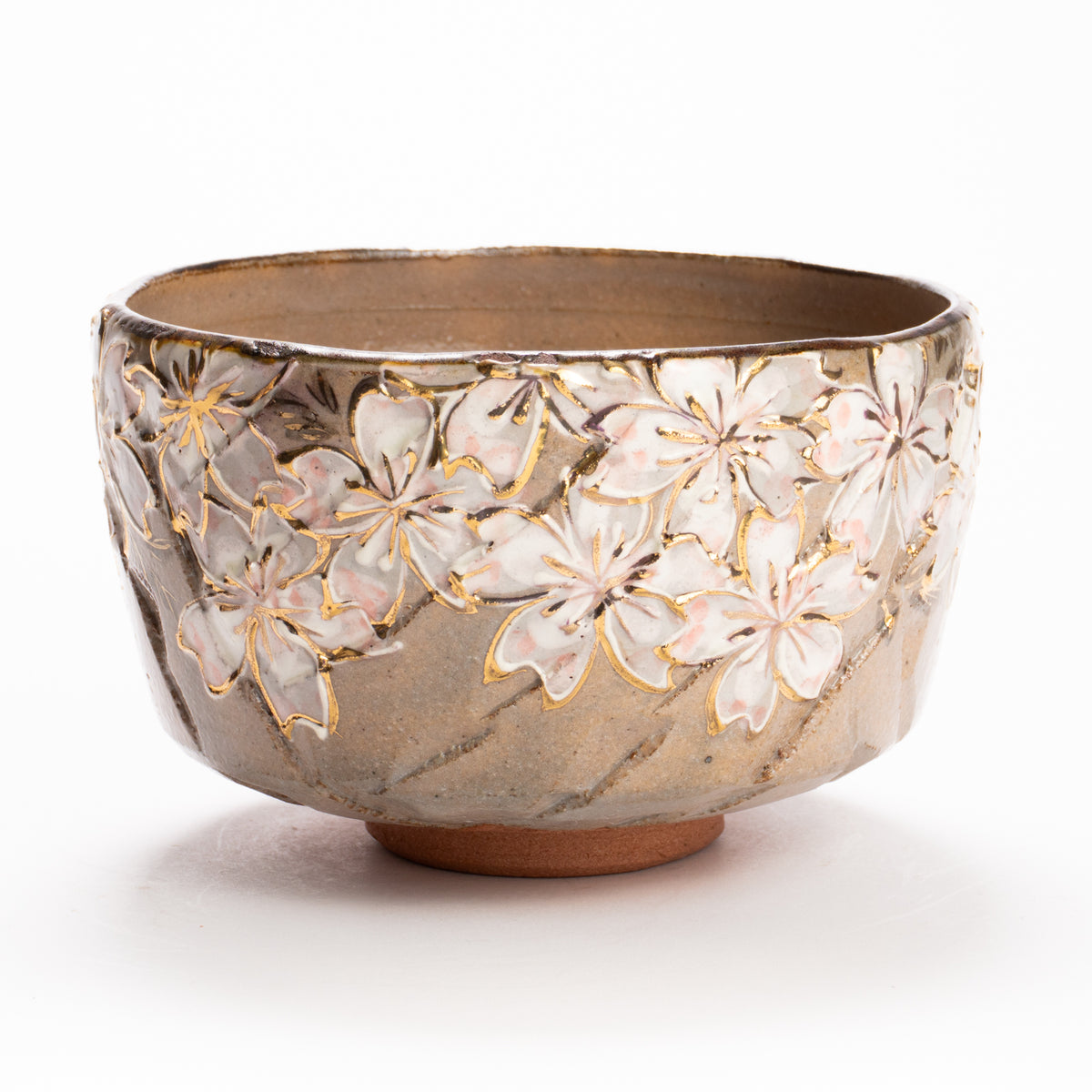 抹茶碗　黒陶金彩 桜絵　俊山窯 KOTOPOTTER