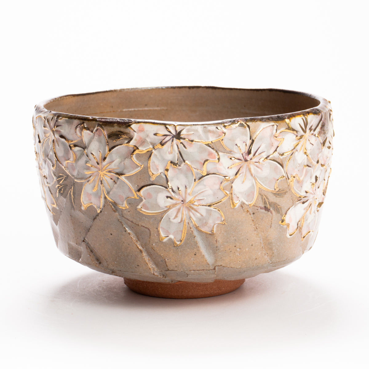 抹茶碗　黒陶金彩 桜絵　俊山窯 KOTOPOTTER