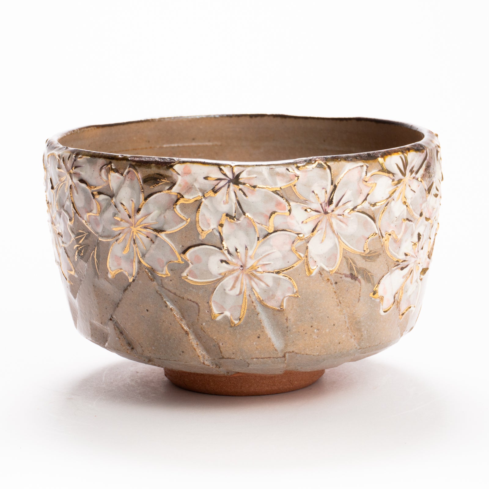 抹茶碗　黒陶金彩 桜絵　俊山窯 KOTOPOTTER