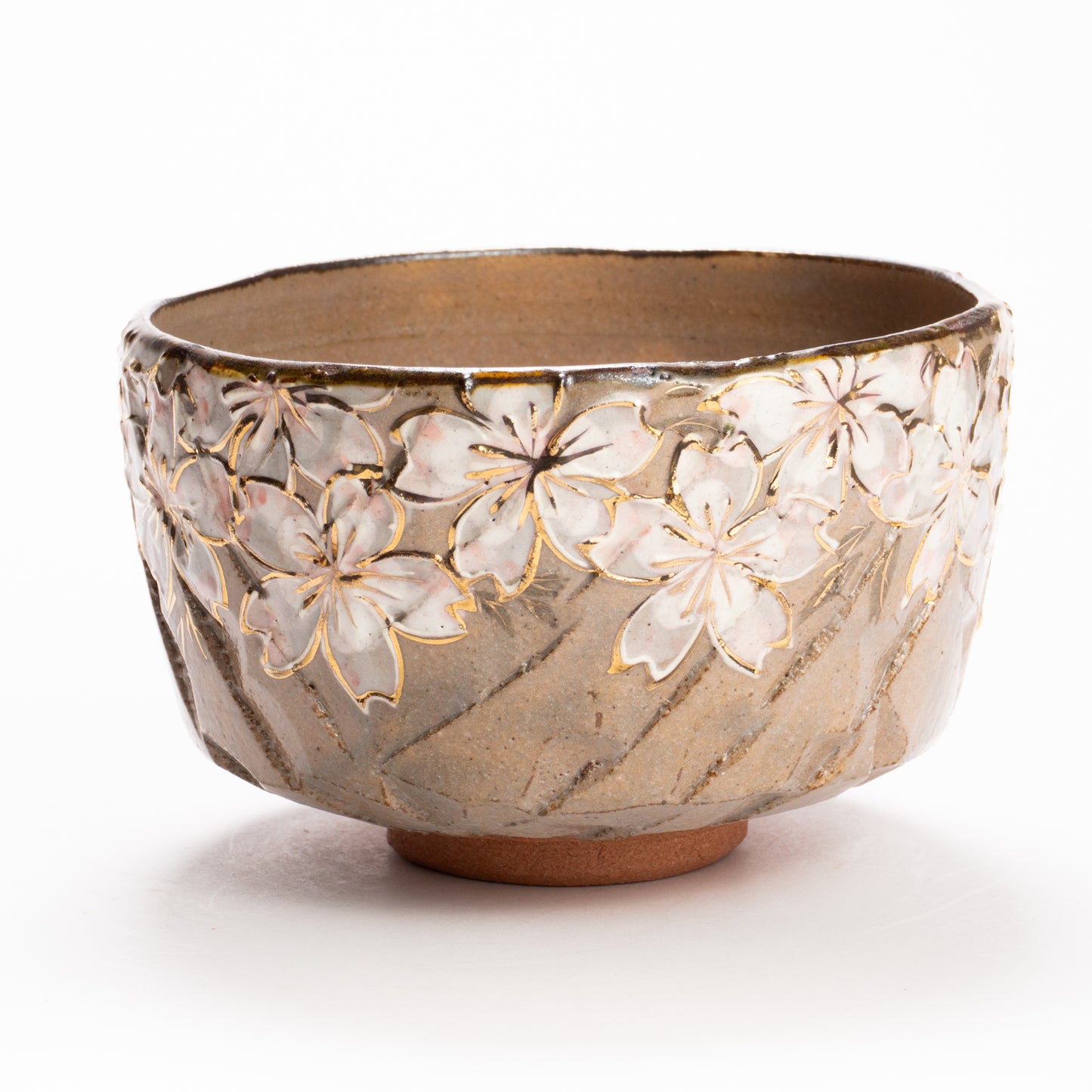 抹茶碗　黒陶金彩 桜絵　俊山窯 KOTOPOTTER