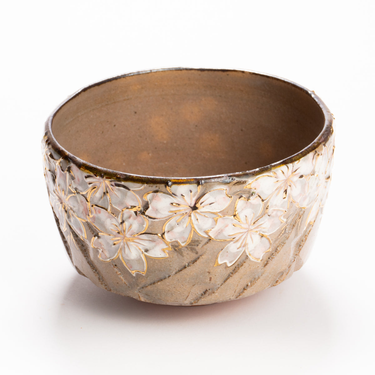 抹茶碗　黒陶金彩 桜絵　俊山窯 KOTOPOTTER