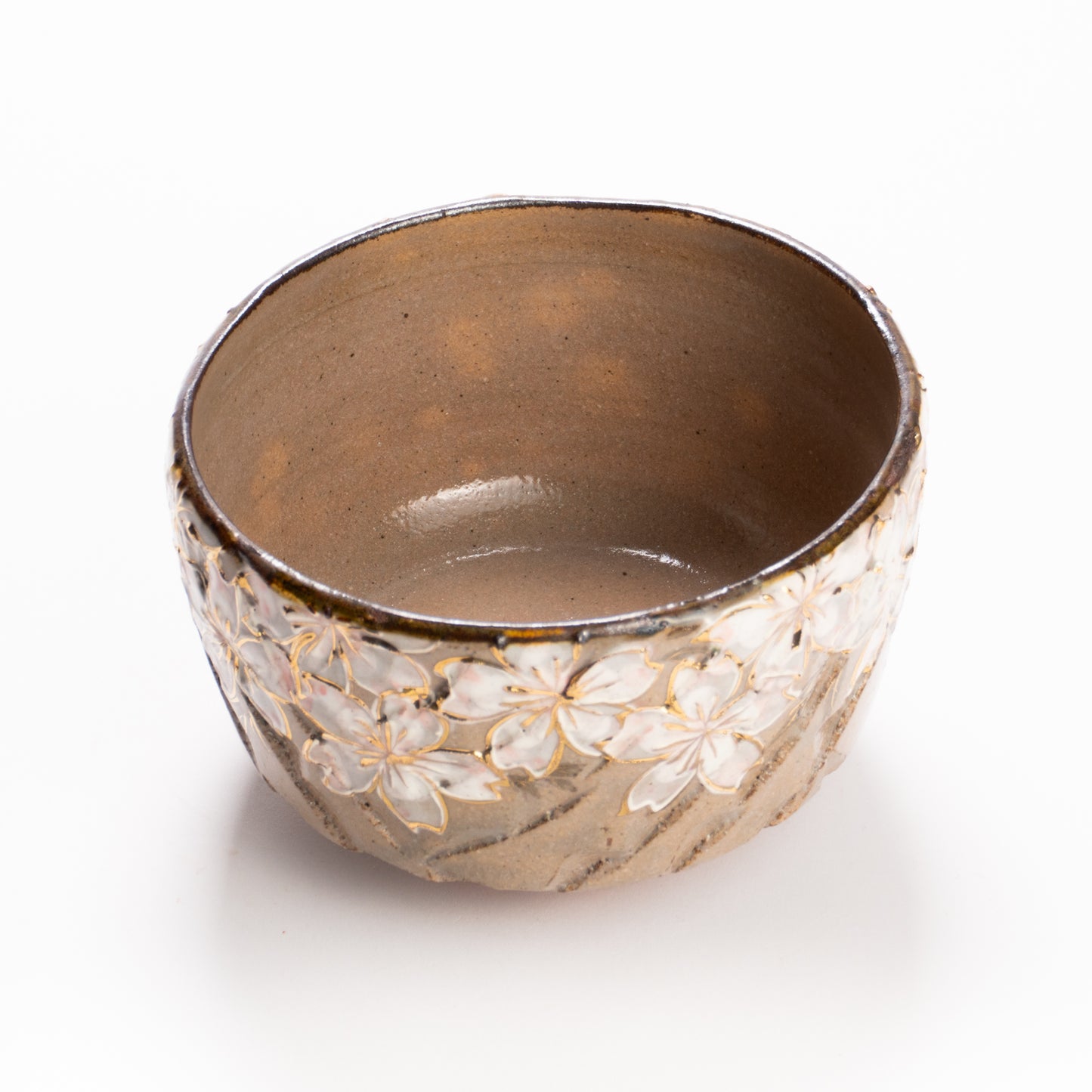 抹茶碗　黒陶金彩 桜絵　俊山窯 KOTOPOTTER