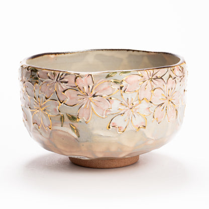 抹茶碗　イッチン金彩 桜絵　俊山窯 KOTOPOTTER
