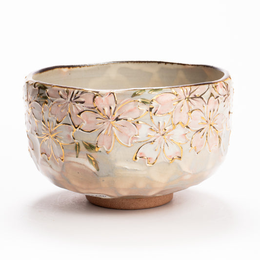 抹茶碗　イッチン金彩 桜絵　俊山窯 KOTOPOTTER