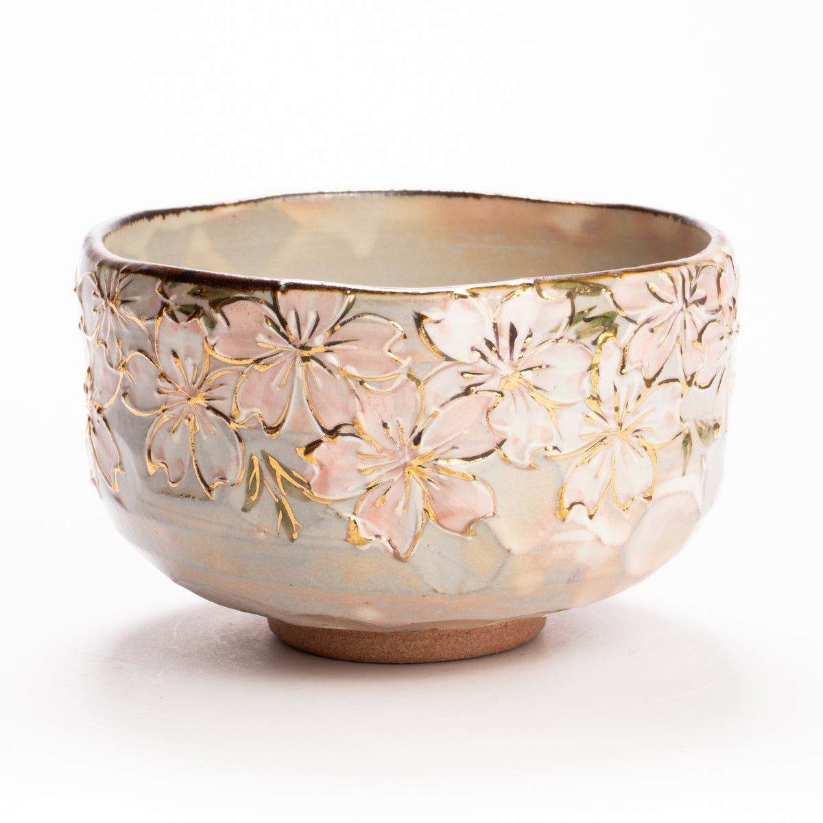 抹茶碗　イッチン金彩 桜絵　俊山窯 KOTOPOTTER