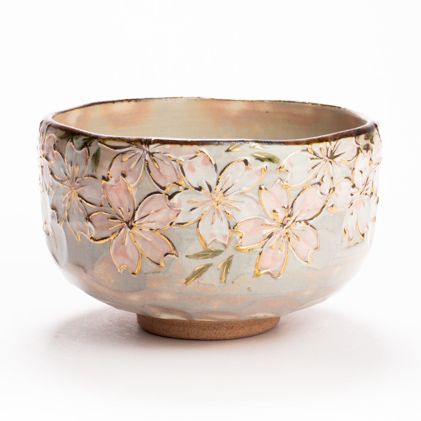 抹茶碗　イッチン金彩 桜絵　俊山窯 KOTOPOTTER