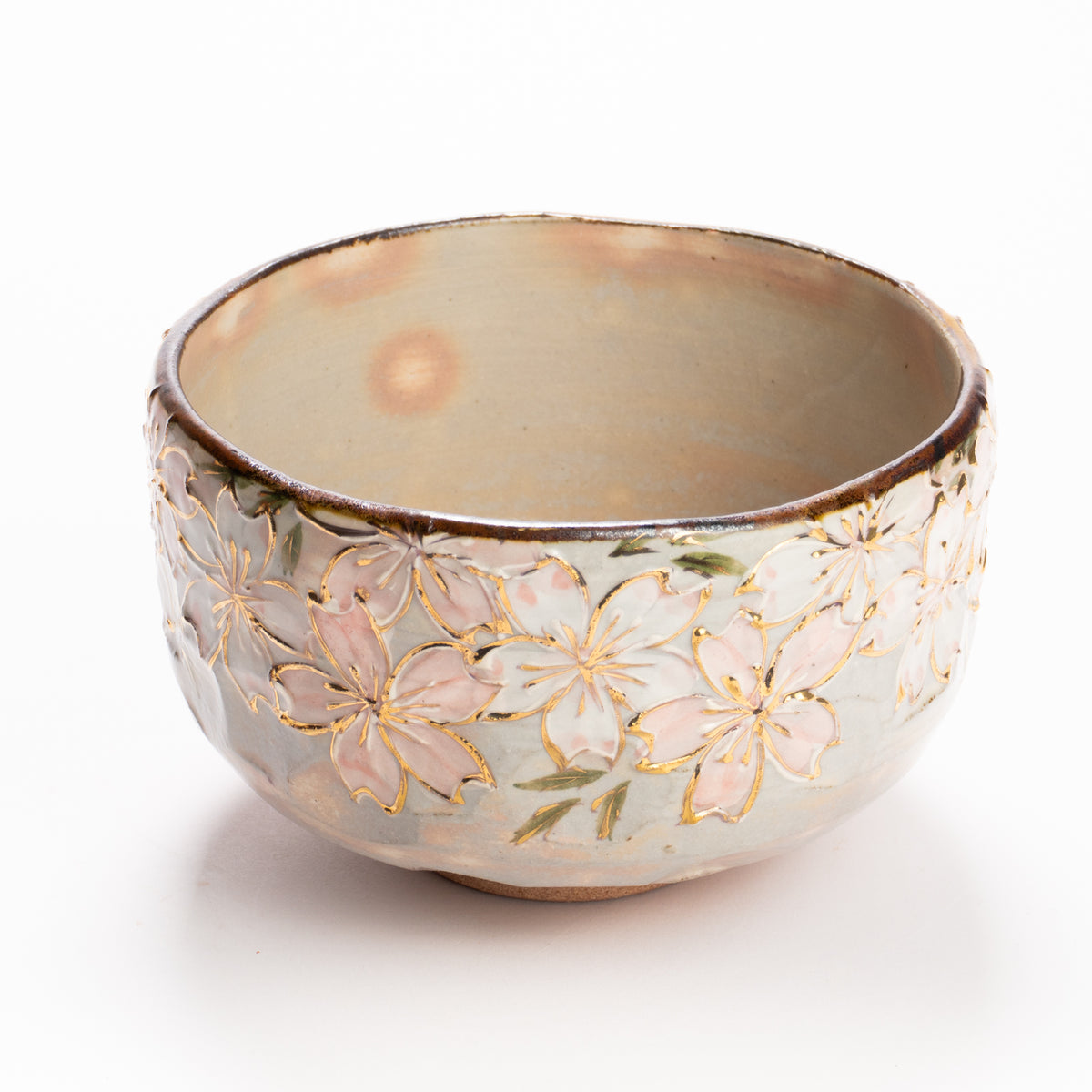 抹茶碗　イッチン金彩 桜絵　俊山窯 KOTOPOTTER