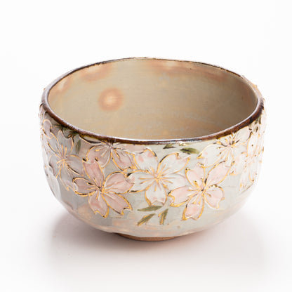 抹茶碗　イッチン金彩 桜絵　俊山窯 KOTOPOTTER