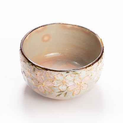 抹茶碗　イッチン金彩 桜絵　俊山窯 KOTOPOTTER