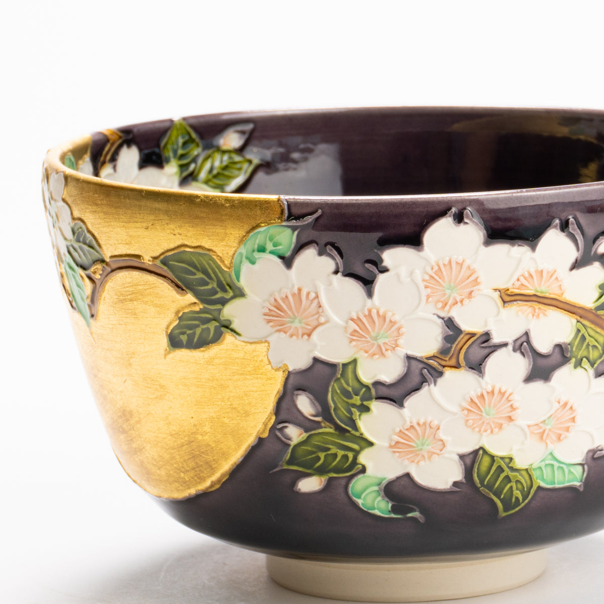 抹茶碗　紫交趾"桜に月"　一如 KOTOPOTTER
