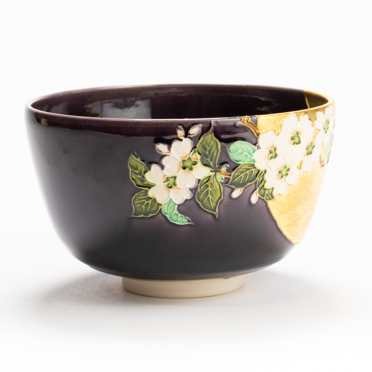 抹茶碗　紫交趾"桜に月"　一如 KOTOPOTTER