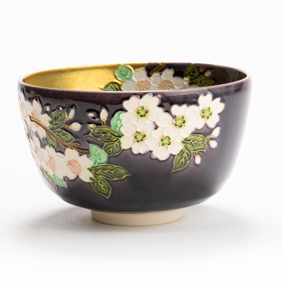 抹茶碗　紫交趾"桜に月"　一如 KOTOPOTTER