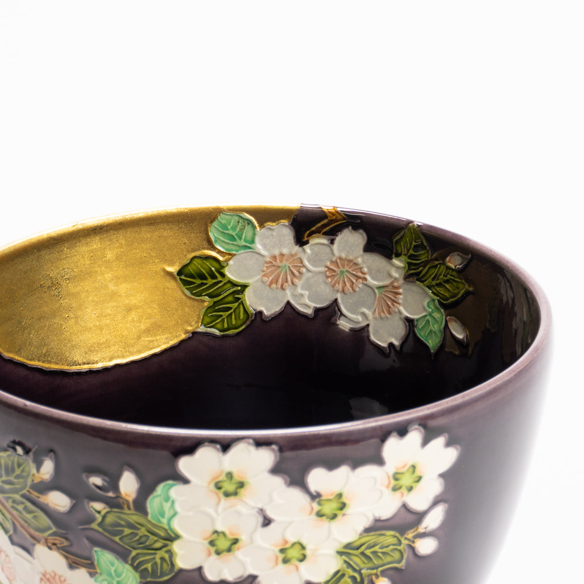 抹茶碗　紫交趾"桜に月"　一如 KOTOPOTTER