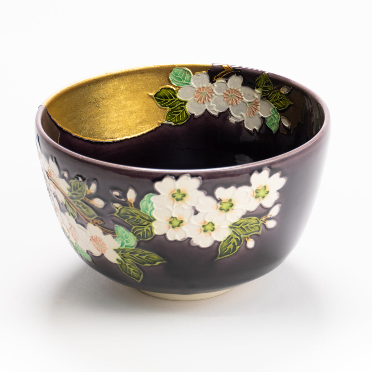 抹茶碗　紫交趾"桜に月"　一如 KOTOPOTTER