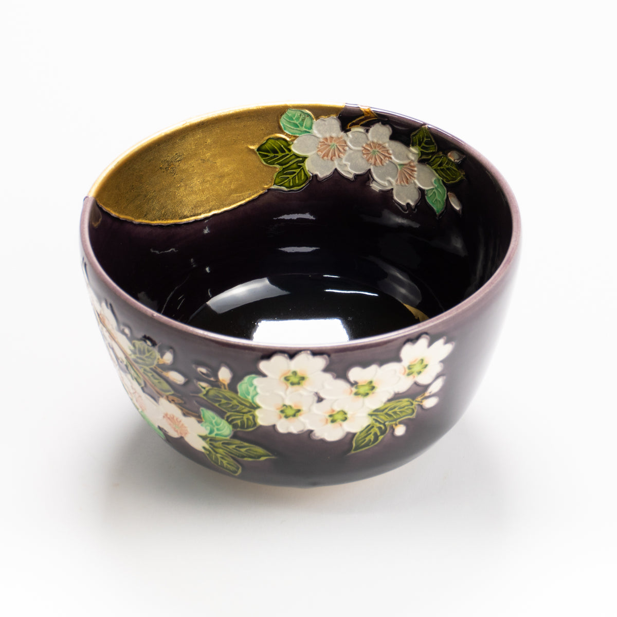 抹茶碗　紫交趾"桜に月"　一如 KOTOPOTTER