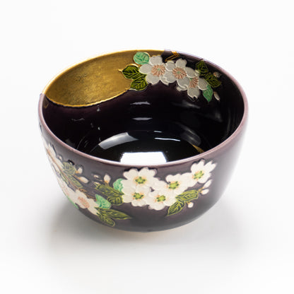 抹茶碗　紫交趾"桜に月"　一如 KOTOPOTTER