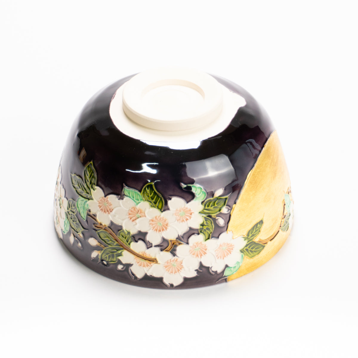 抹茶碗　紫交趾"桜に月"　一如 KOTOPOTTER