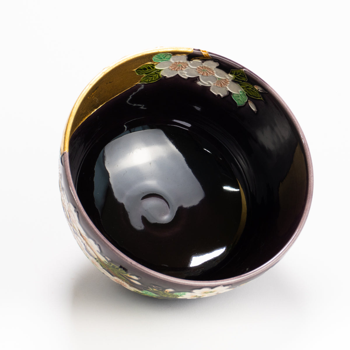 抹茶碗　紫交趾"桜に月"　一如 KOTOPOTTER