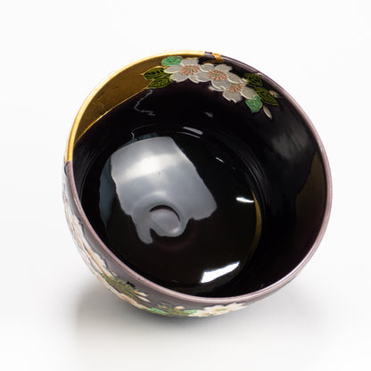 抹茶碗　紫交趾"桜に月"　一如 KOTOPOTTER