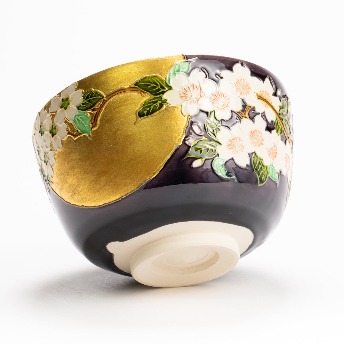 抹茶碗　紫交趾"桜に月"　一如 KOTOPOTTER