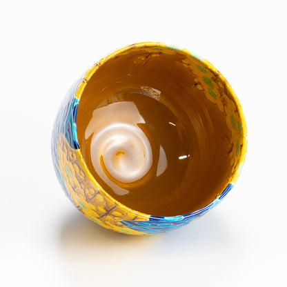 抹茶碗　古代黄交趾"梅に観世水"　一如 KOTOPOTTER